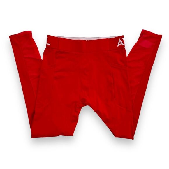 AYBL Training Leggings‎ Red Wm Sz Med Mesh Calf EUC - Picture 7 of 7
